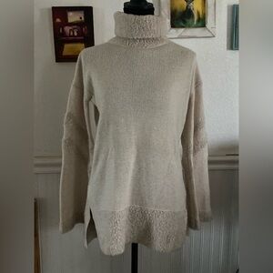 Smart wool Cozy Cream Turtle and Funnel Neck Sweater XS NWT